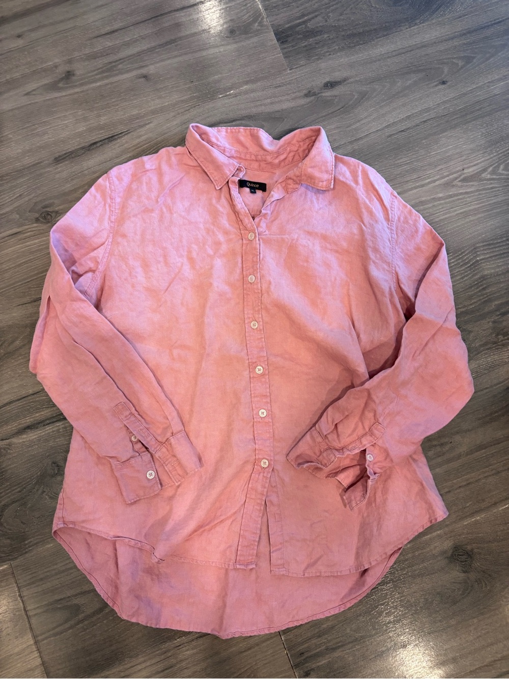 Quince Pink Linen Button-Down Shirt